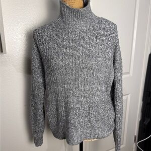 American Eagle Outfitters Gray Marled Ribbed Turtleneck Sweater